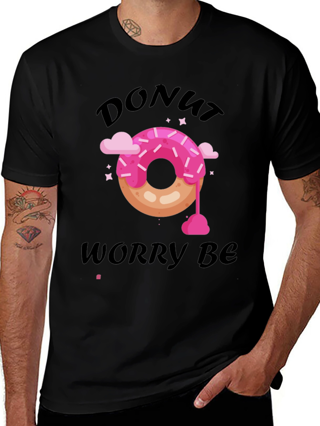 Donut Worry Be Happy Graphic T-Shirt