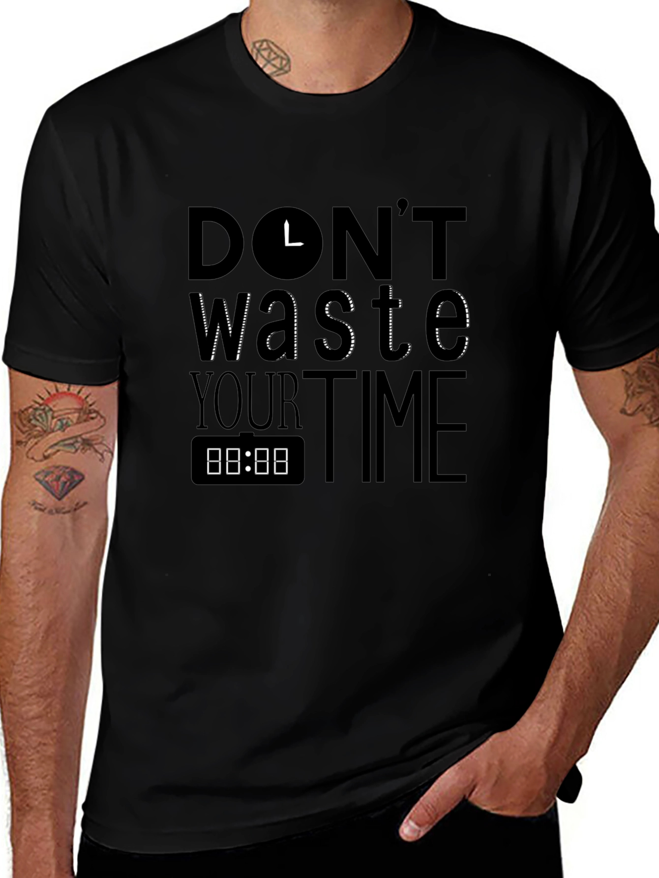 Dont Waste Your Time T-Shirt - Black Graphic Tee