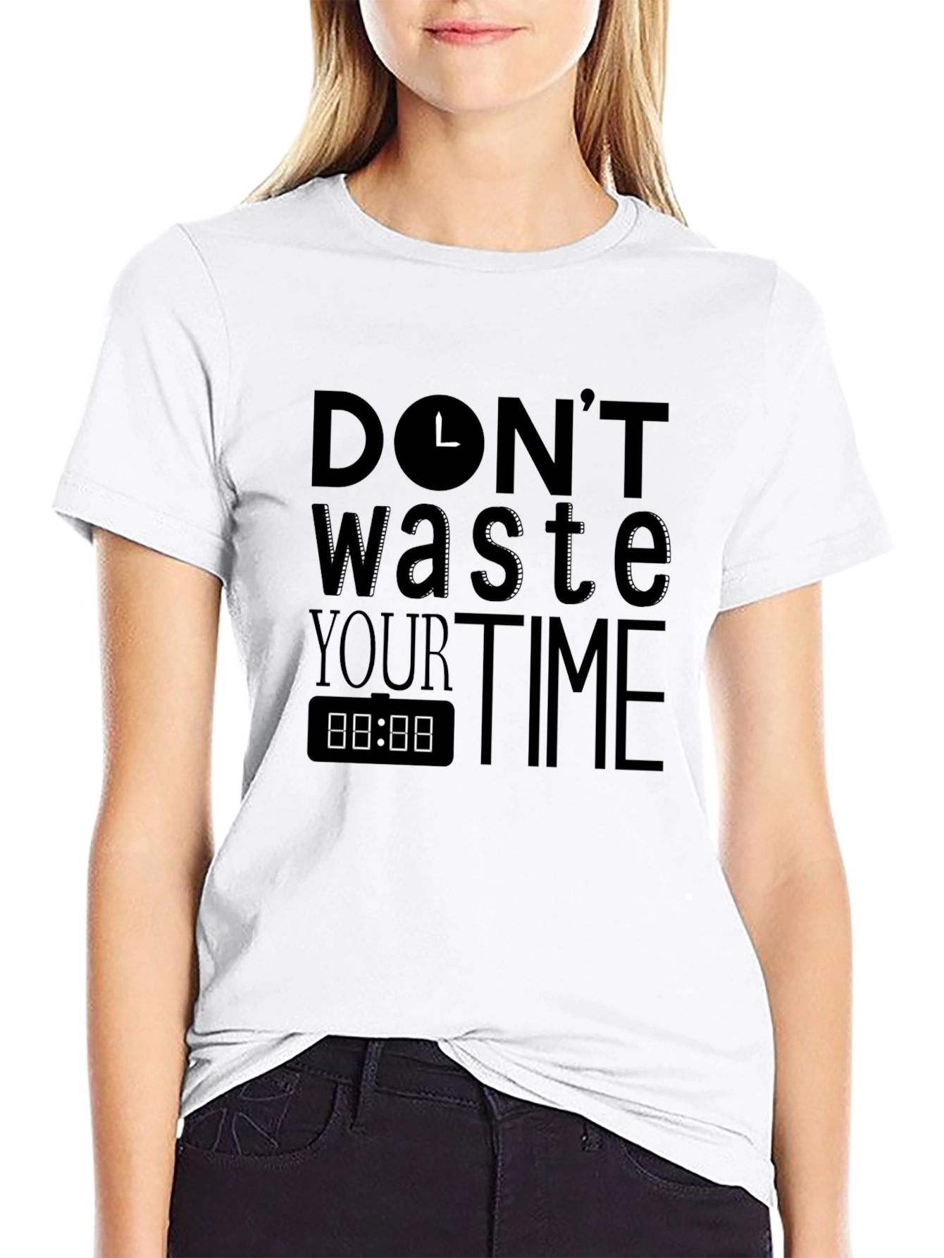 Dont Waste Your Time T-Shirt - Black Graphic Tee