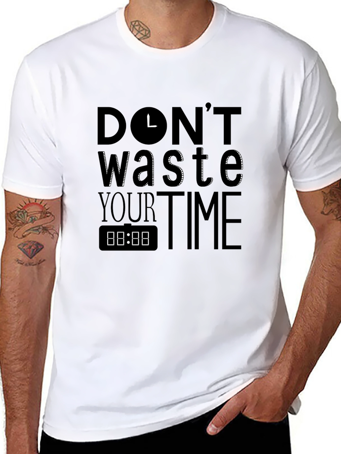 Dont Waste Your Time T-Shirt - Black Graphic Tee