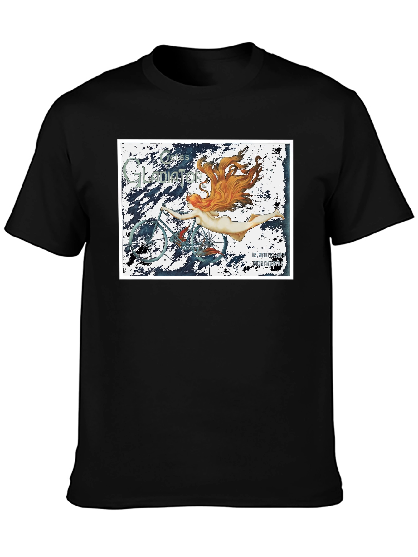 Gladiator Bicycle Graphic Tee - Vintage Style Black T-Shirt