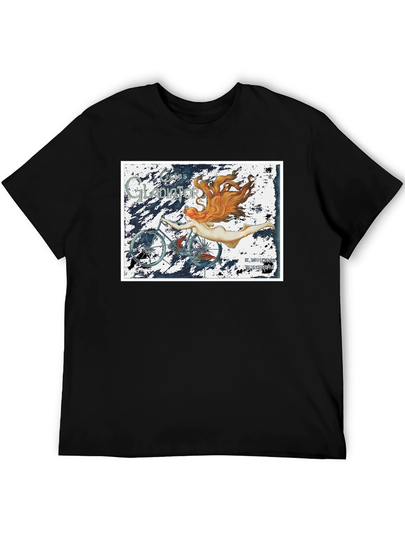Gladiator Bicycle Graphic Tee - Vintage Style Black T-Shirt