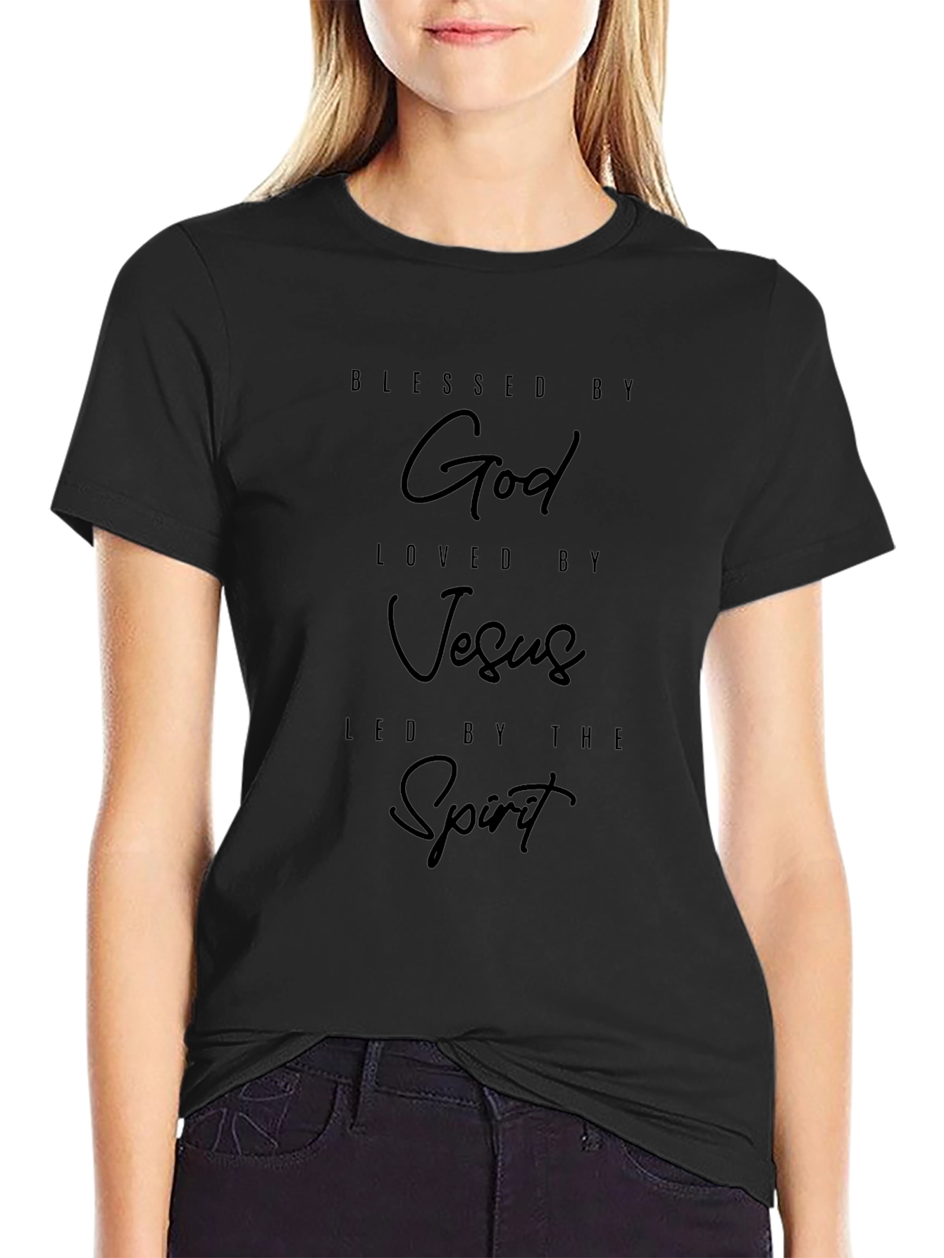Blessed by God Graphic Black T-Shirt