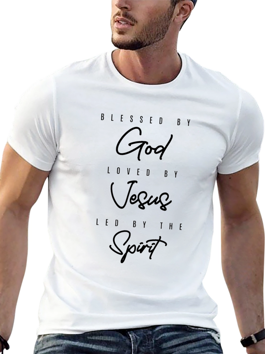 Blessed by God Graphic Black T-Shirt