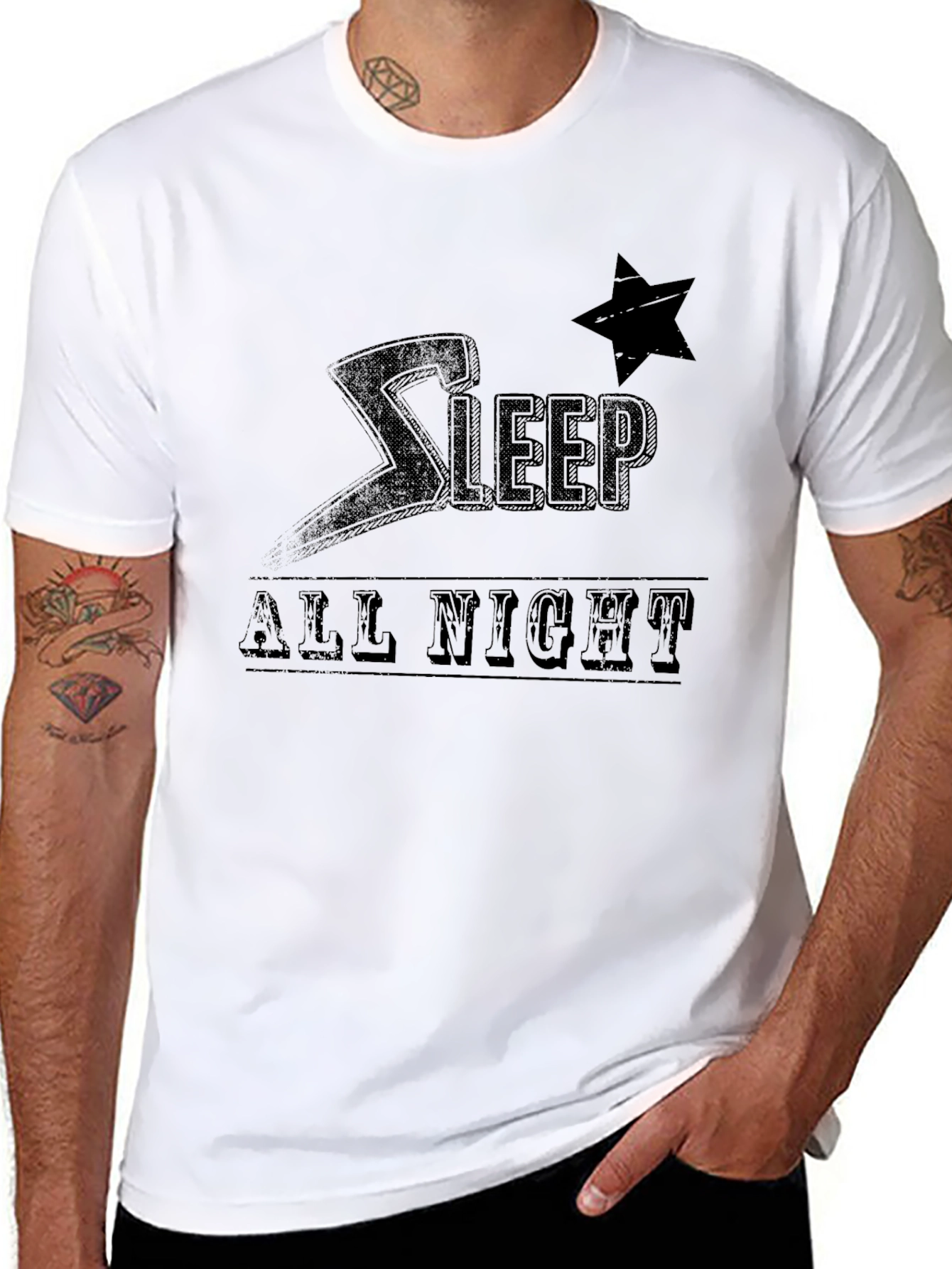 Sleep All Night Black T-Shirt
