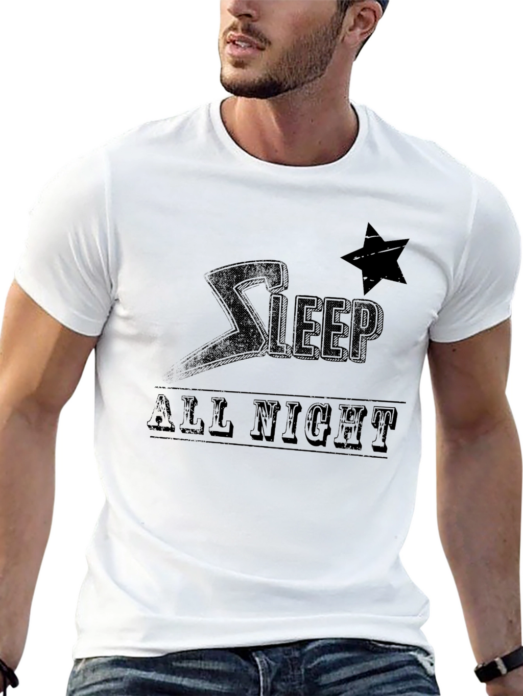 Sleep All Night Black T-Shirt