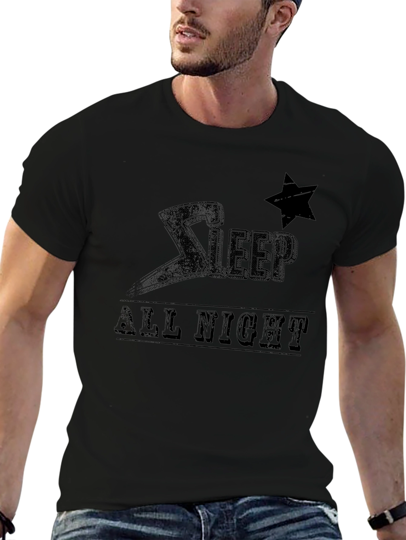 Sleep All Night Black T-Shirt