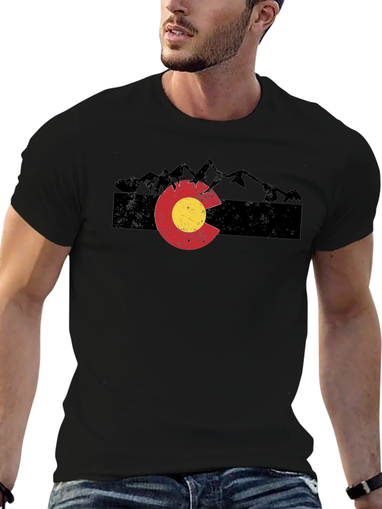 Colorado Mountain T-Shirt - Distressed Flag Graphic Tee