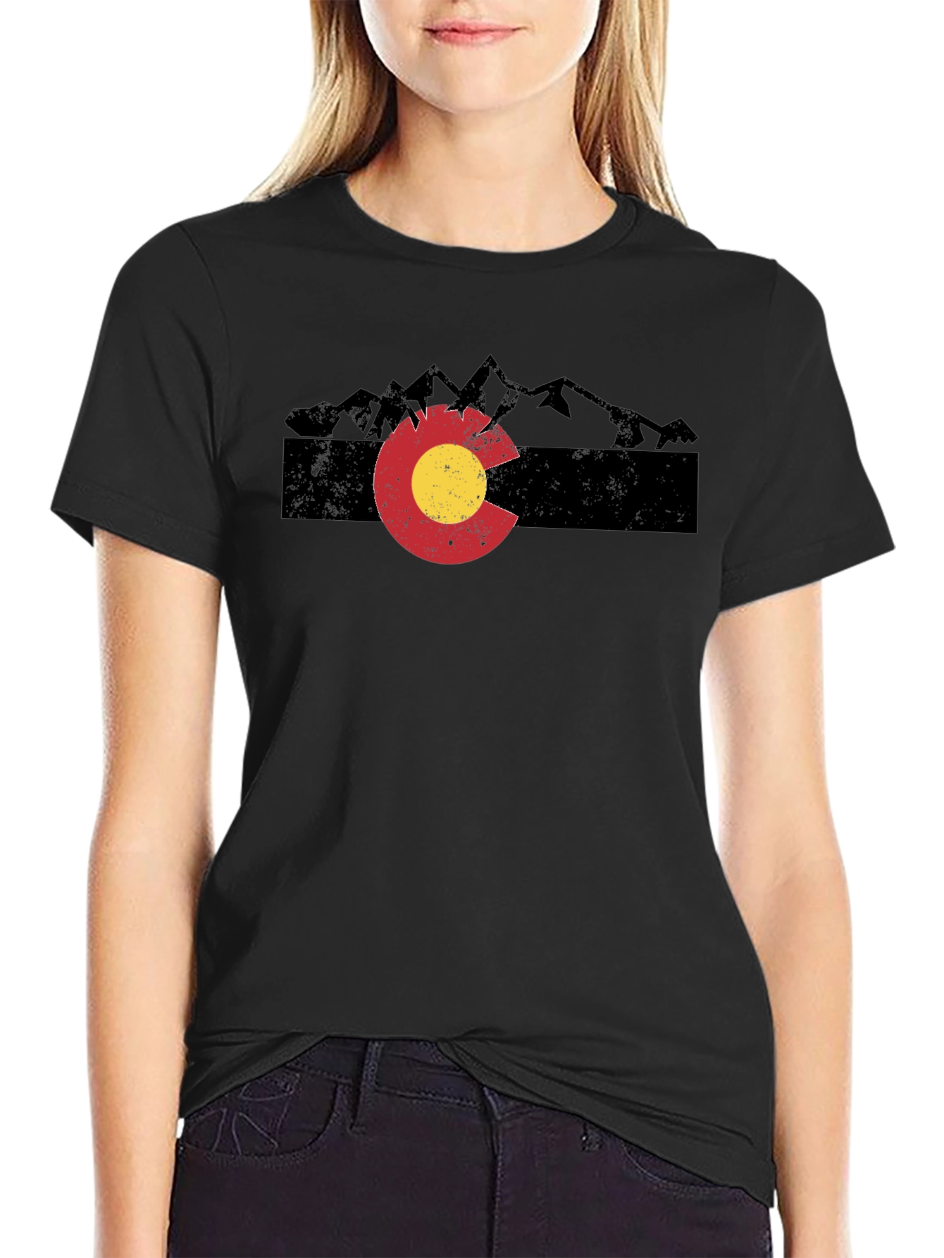 Colorado Mountain T-Shirt - Distressed Flag Graphic Tee