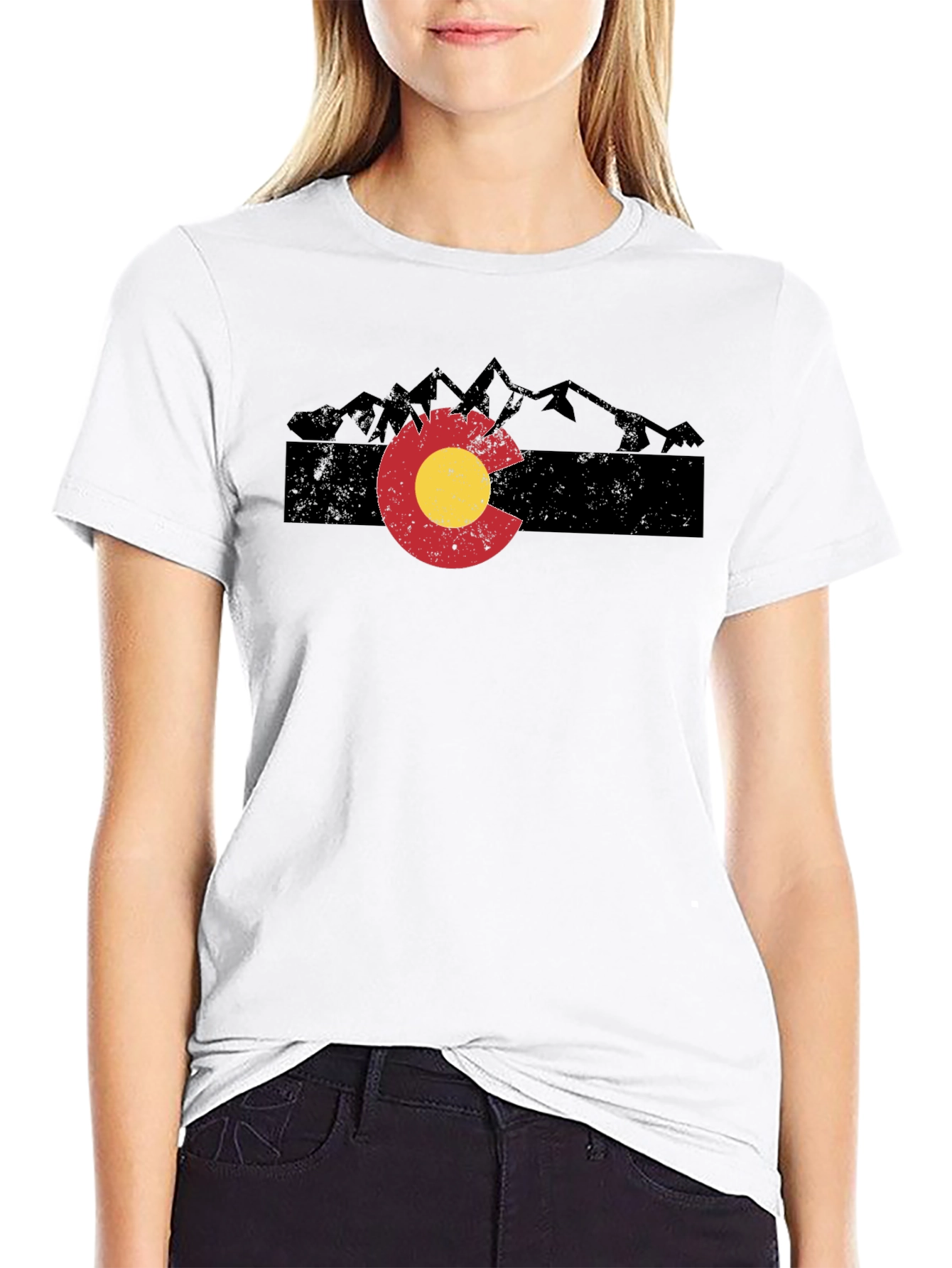 Colorado Mountain T-Shirt - Distressed Flag Graphic Tee