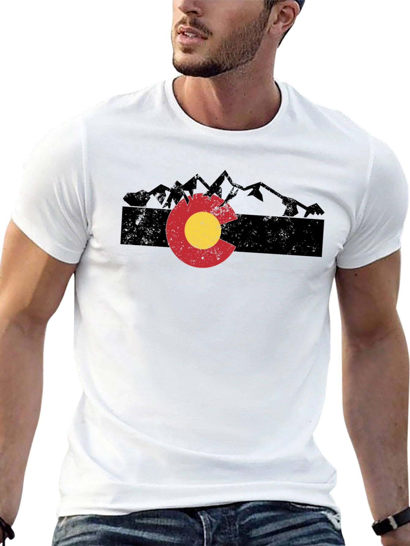 Colorado Mountain T-Shirt - Distressed Flag Graphic Tee