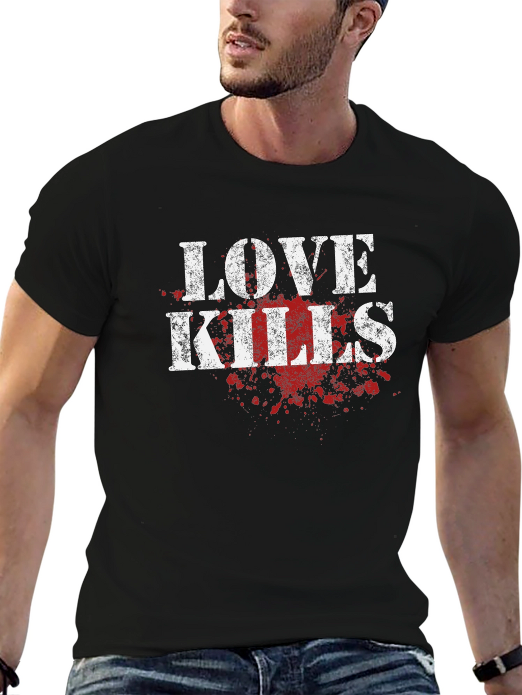 Love Kills Graphic Tee - Black Cotton T-Shirt