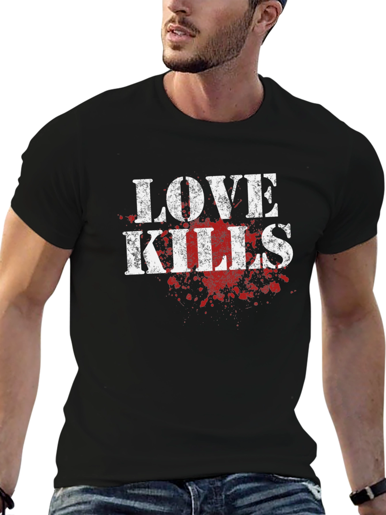 Love Kills Graphic Tee - Black Cotton T-Shirt