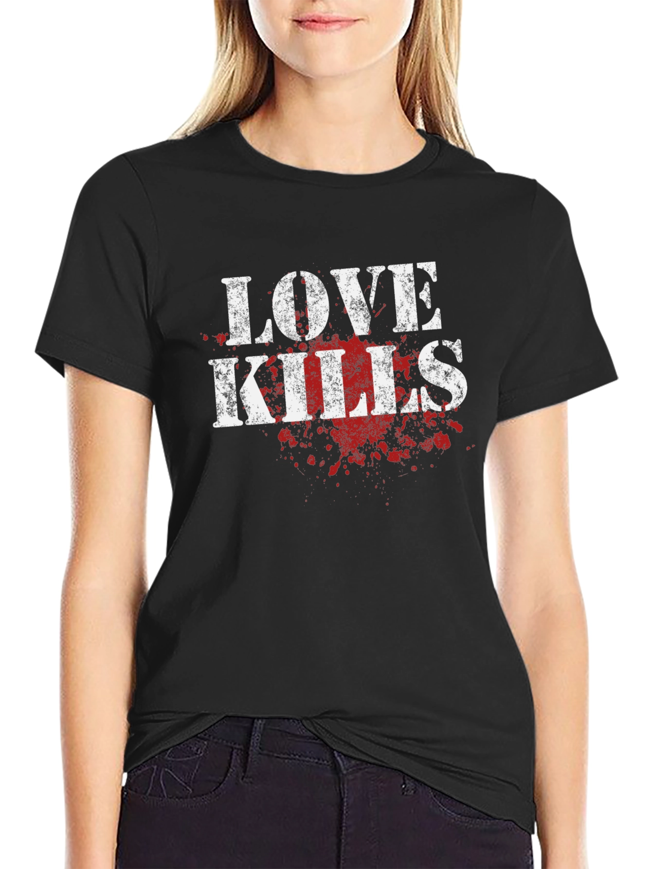 Love Kills Graphic Tee - Black Cotton T-Shirt