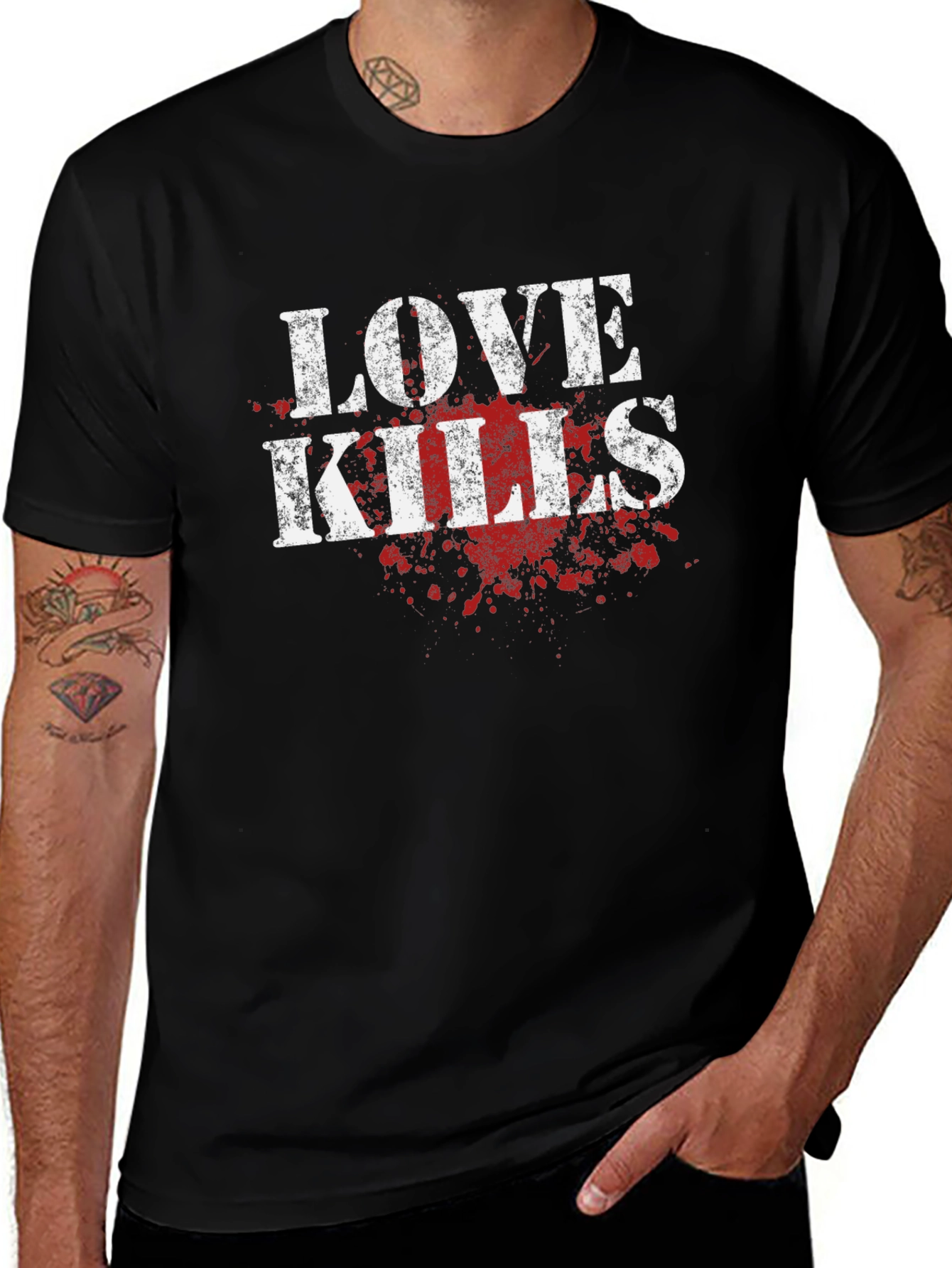 Love Kills Graphic Tee - Black Cotton T-Shirt
