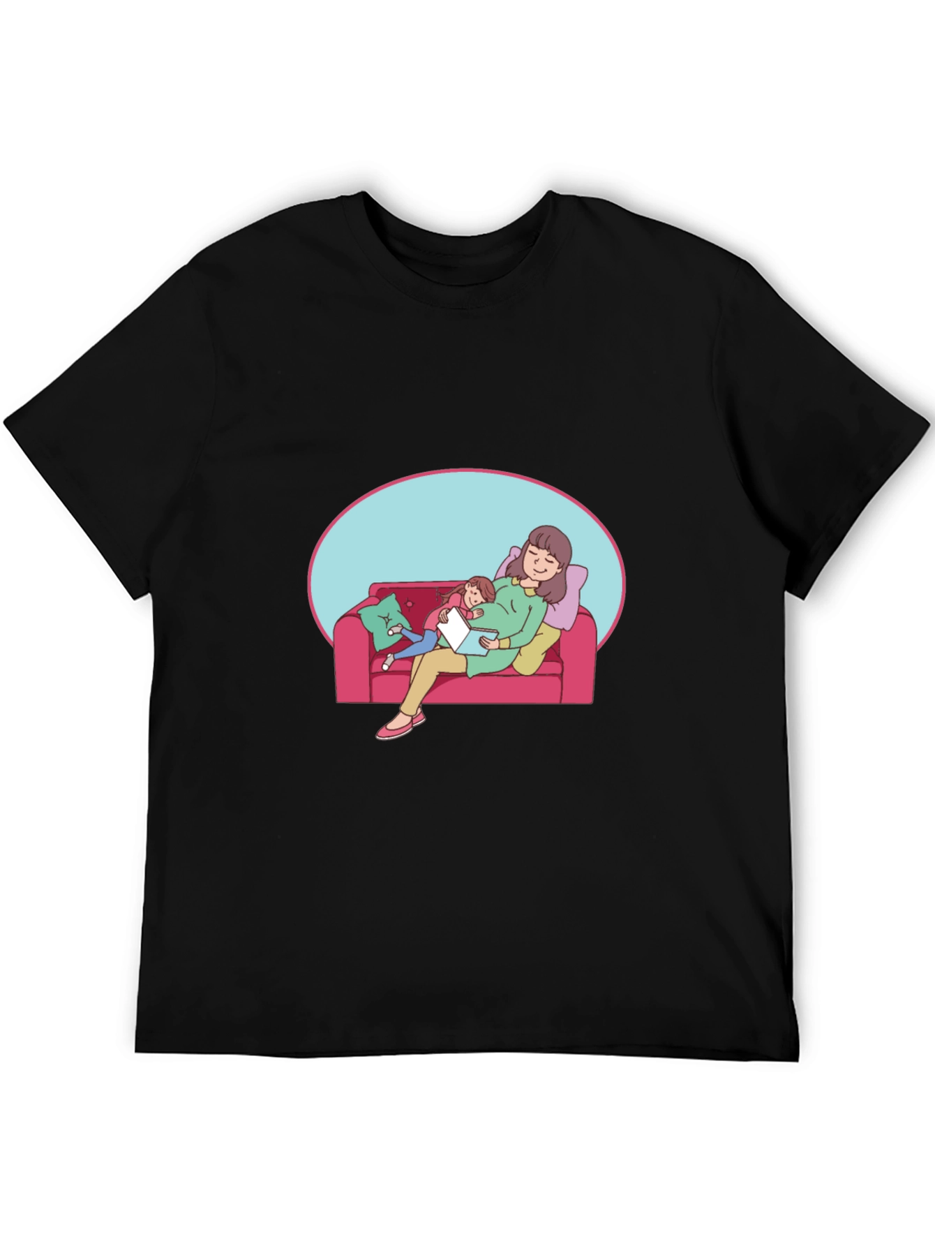 Comfortable Black T-Shirt - Mother & Child Graphic