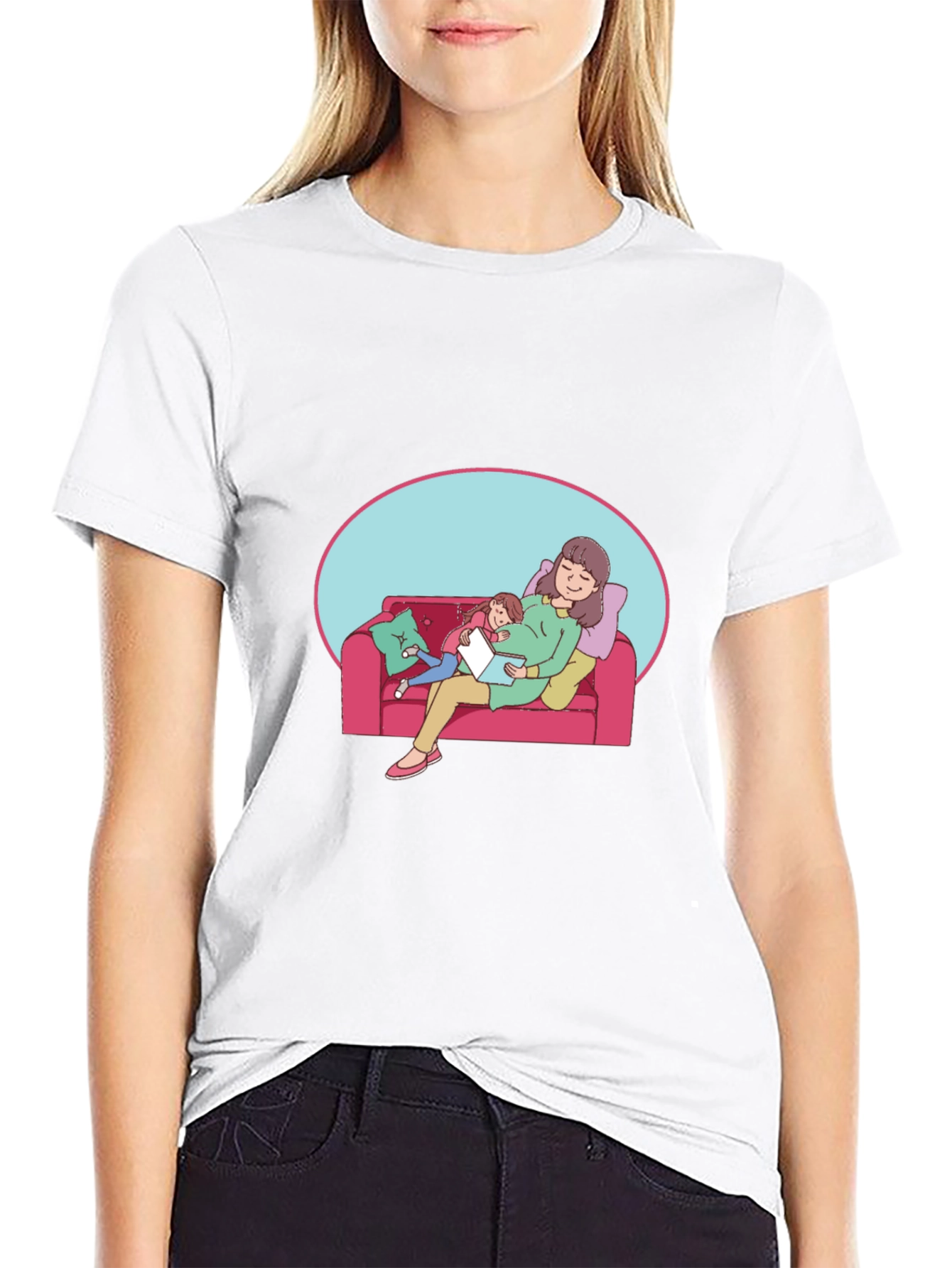 Comfortable Black T-Shirt - Mother & Child Graphic