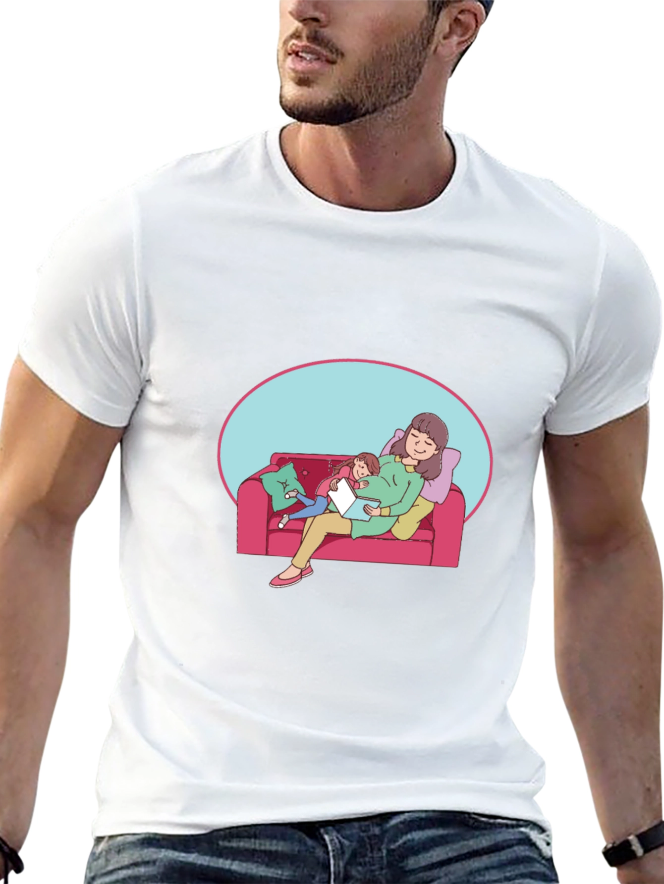 Comfortable Black T-Shirt - Mother & Child Graphic