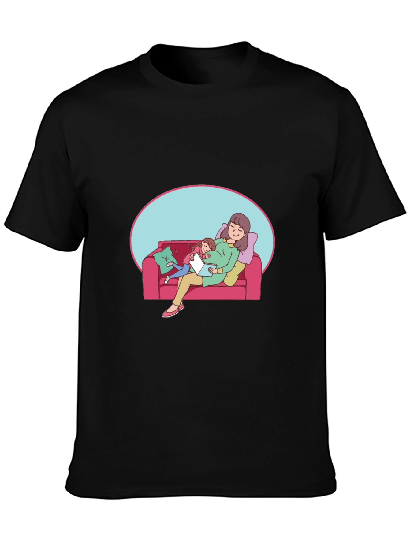 Comfortable Black T-Shirt - Mother & Child Graphic