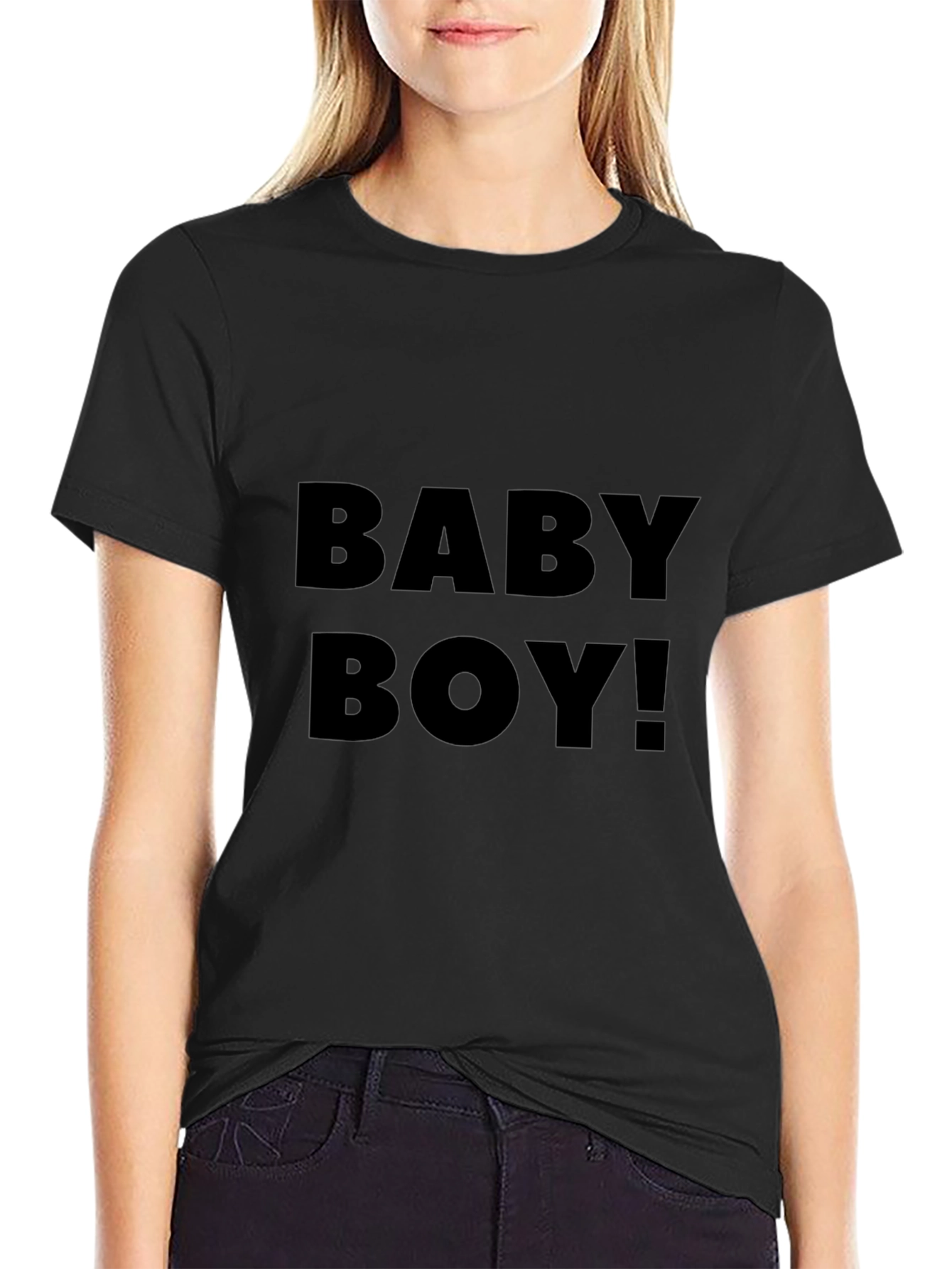 Baby Boy! Black Crew Neck Graphic Tee
