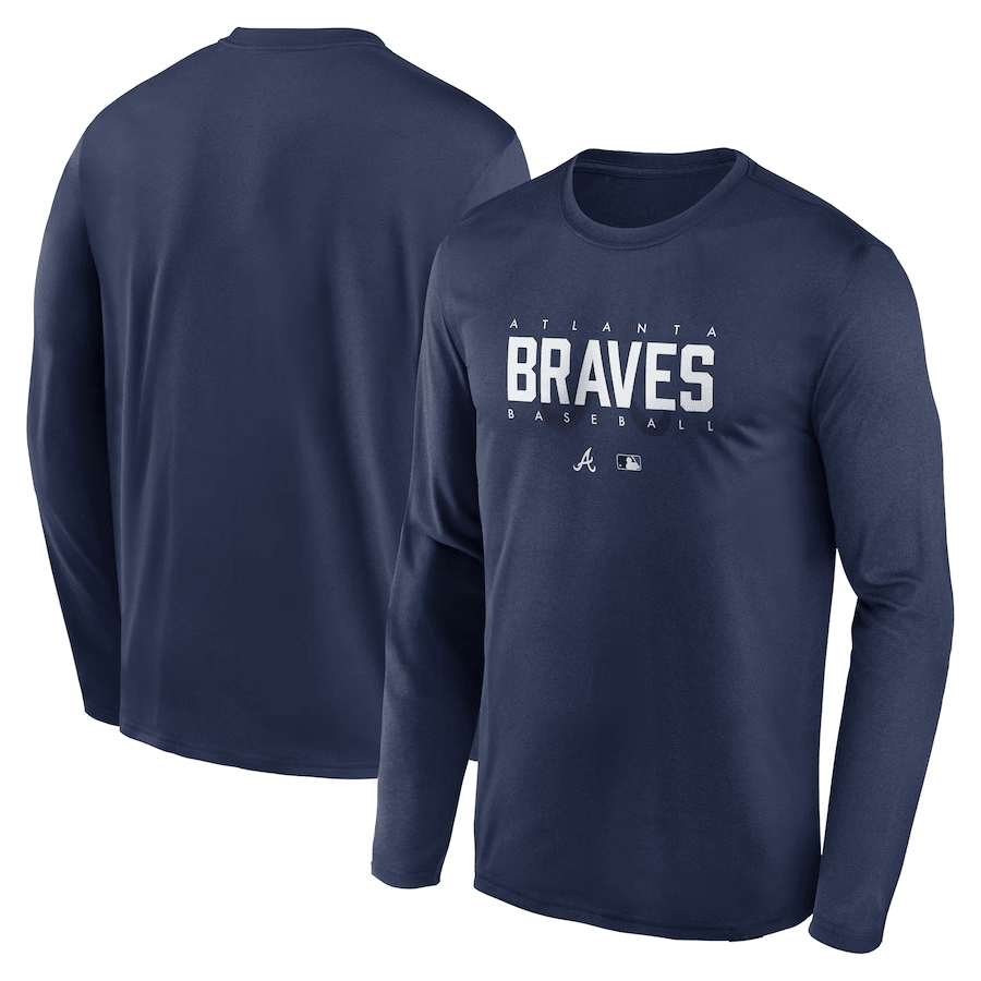 Atlanta Braves Team Logo Legend Performance Long Sleeve T-Shirt - Navy