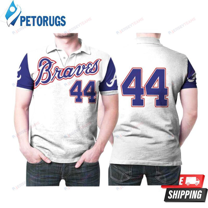 Atlanta Braves Hank Aaron 44 Baseball Team Logo Printed Polo Shirt