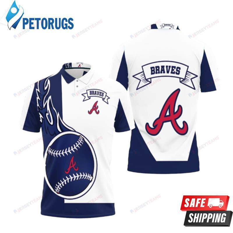 Atlanta Braves Blue And White Printed Polo Shirt