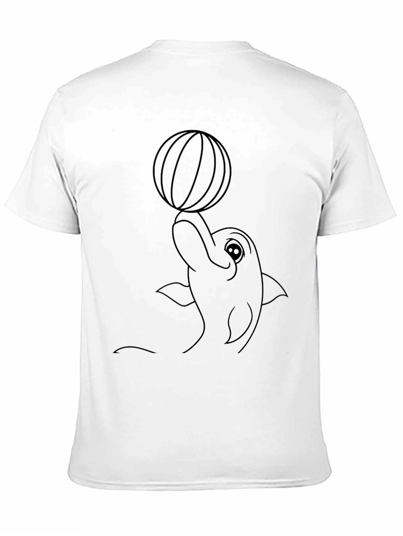 Dolphin with Ball Graphic Tee - Casual Black T-Shirt