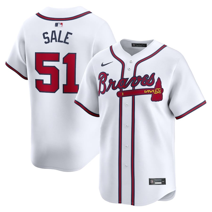 Chris Sale 51 Atlanta Braves Home Limited Player Men Jersey - White