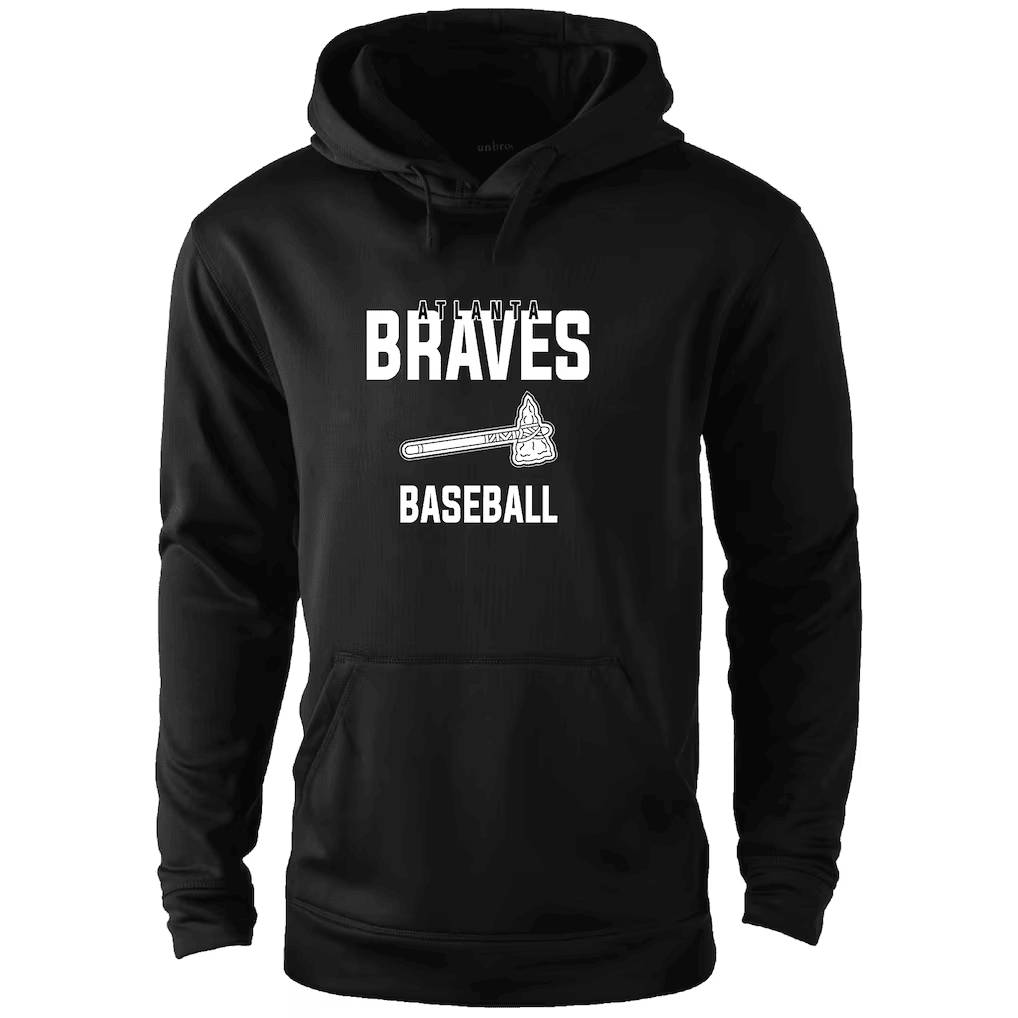 Atlanta Braves Black Classic Logo Front Print Baseball Hoodie