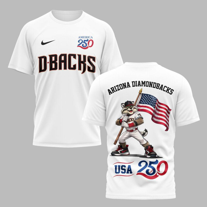 Arizona Diamondbacks x 250 Years Of America Premium All Over Printed T-shirt - White