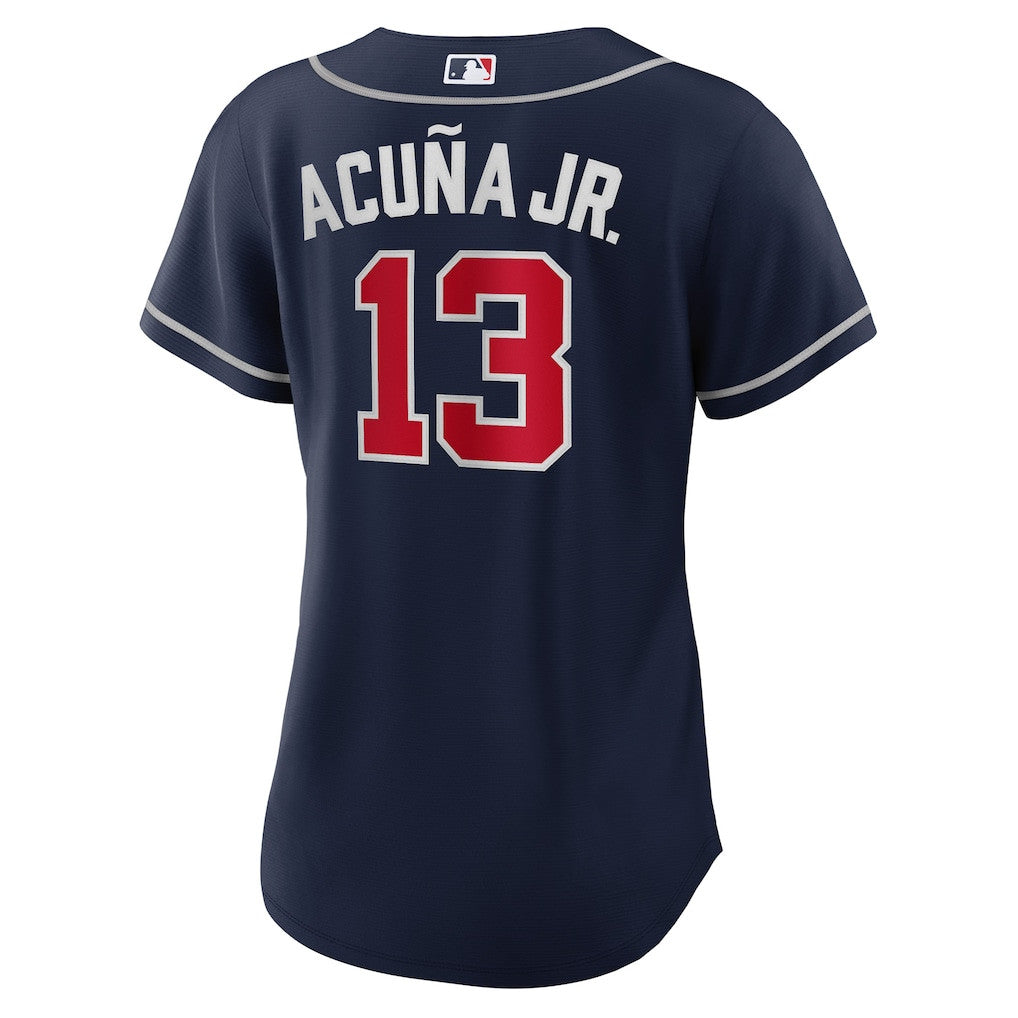 Ronald Acuña Jr. 13 Atlanta Braves Women's Alternate Player Jersey - Navy