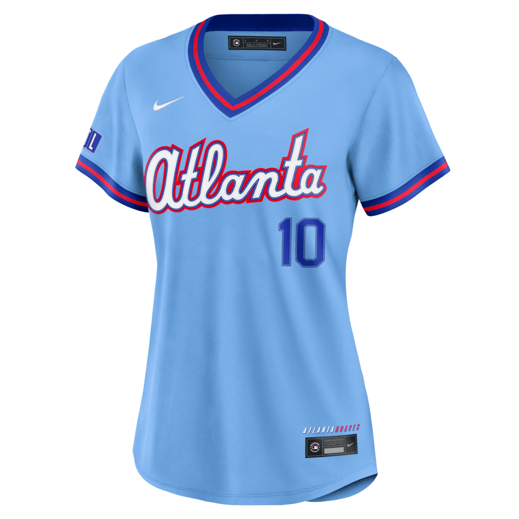 Chipper Jones 10 Atlanta Braves Women's 2026 City Connect Jersey - Powder Blue