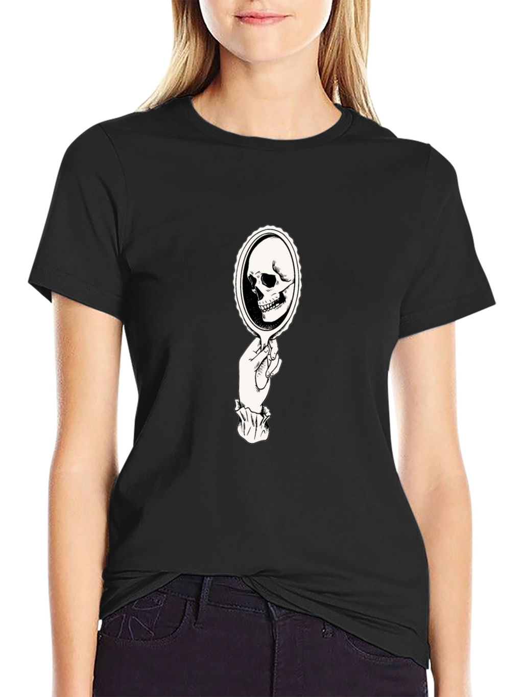Skull Mirror Graphic Tee - Black