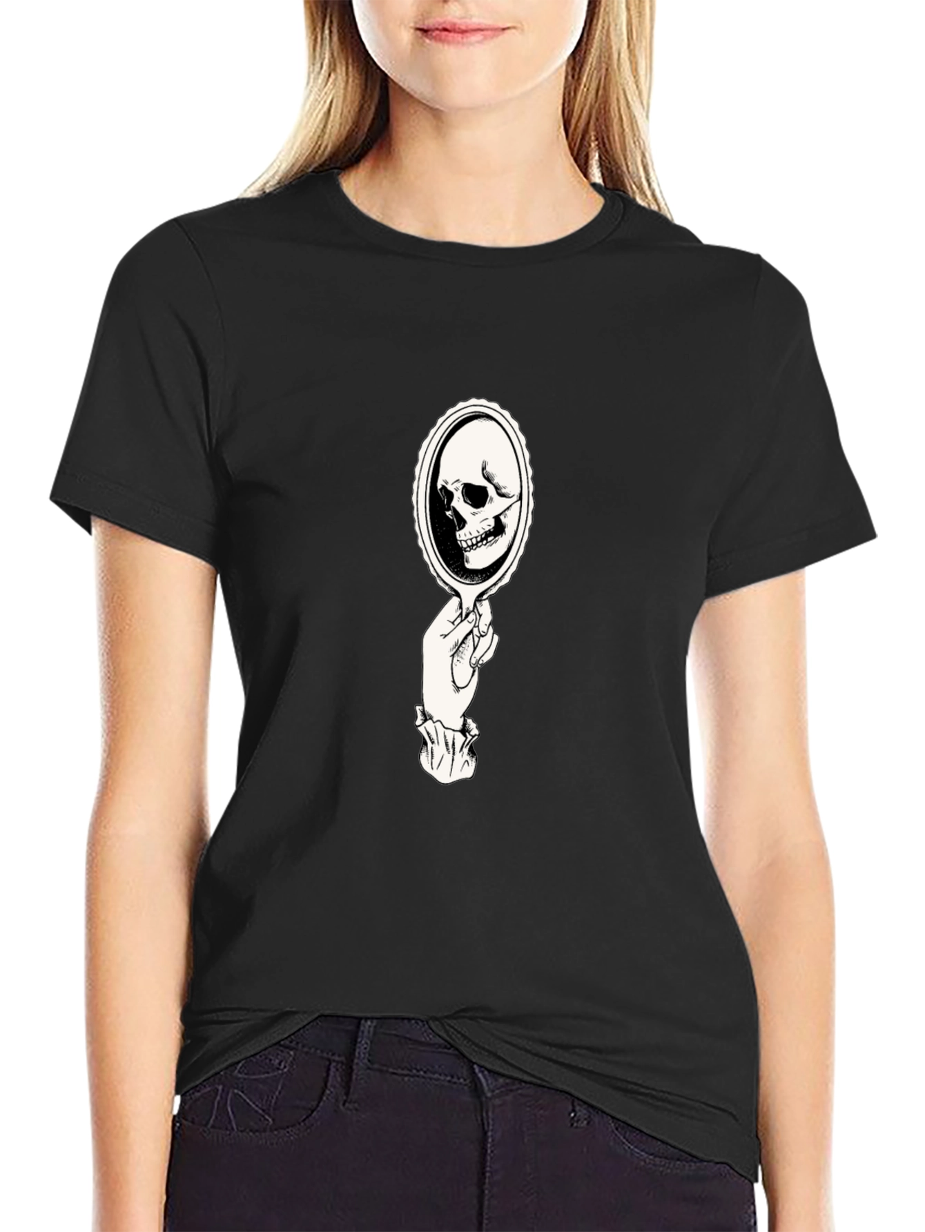 Skull Mirror Graphic Tee - Black
