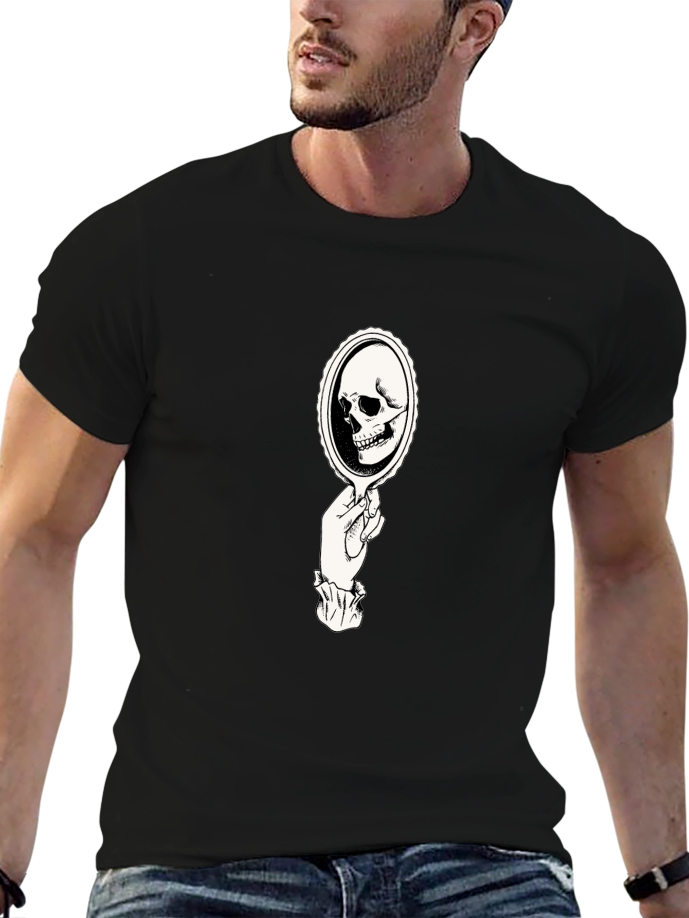 Skull Mirror Graphic Tee - Black