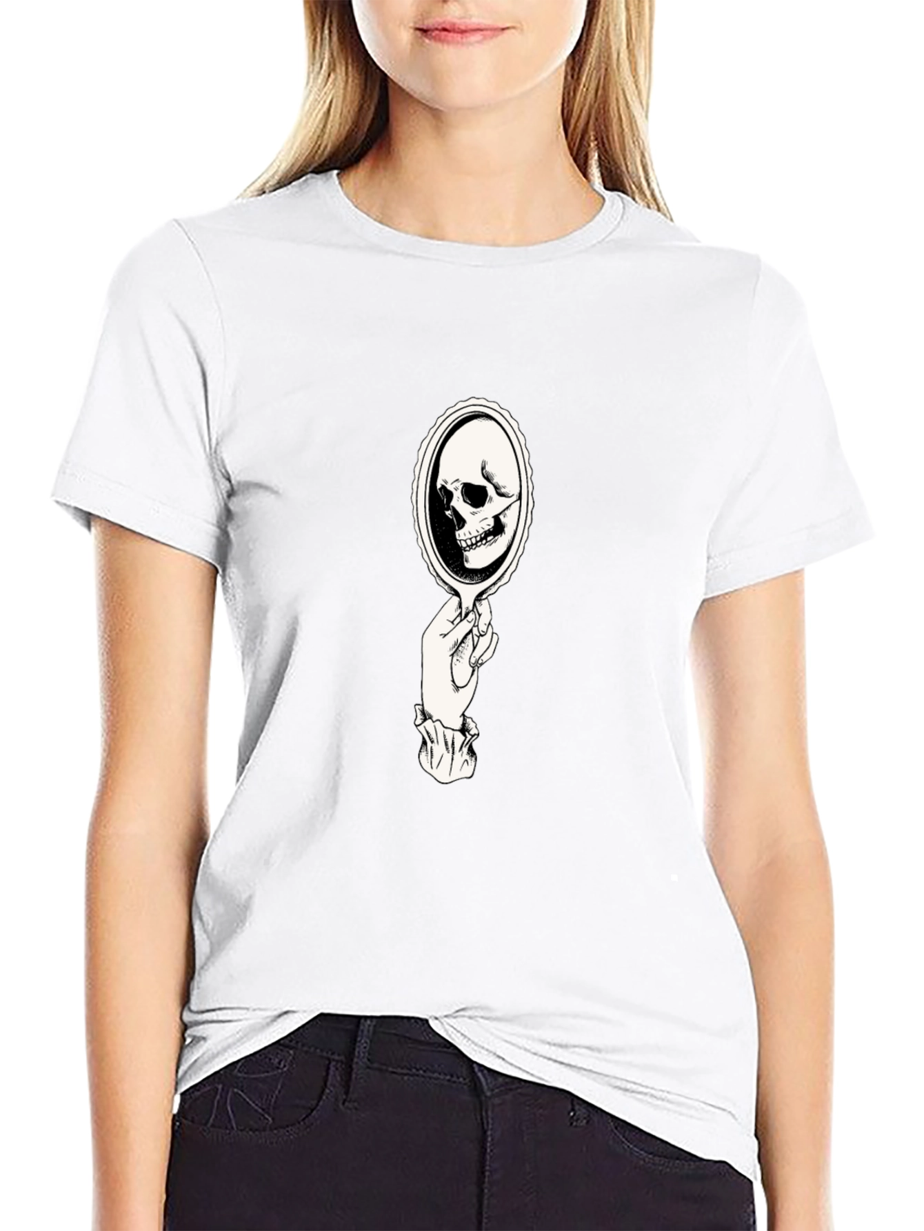 Skull Mirror Graphic Tee - Black