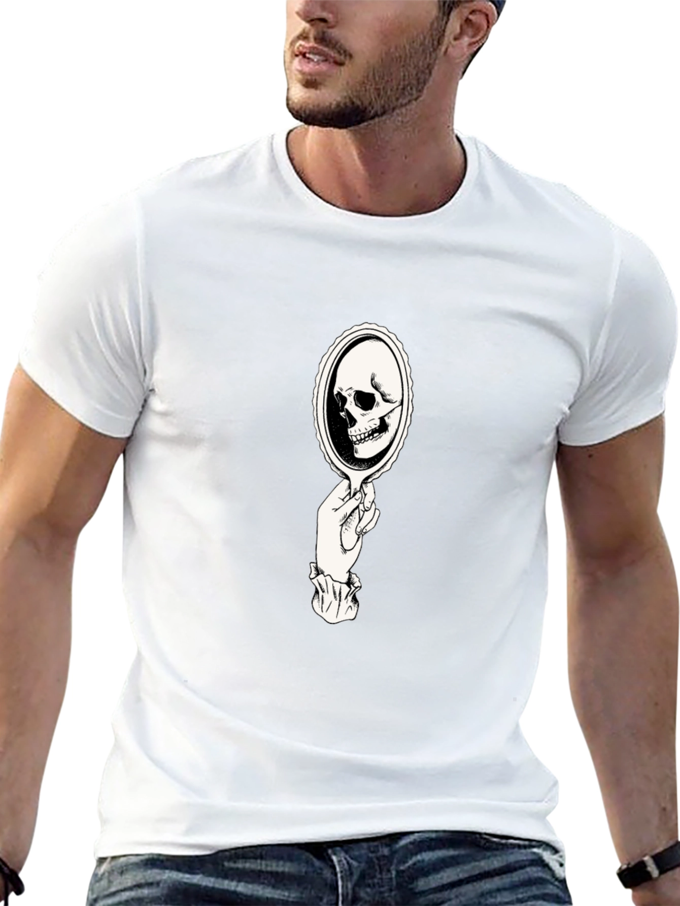 Skull Mirror Graphic Tee - Black