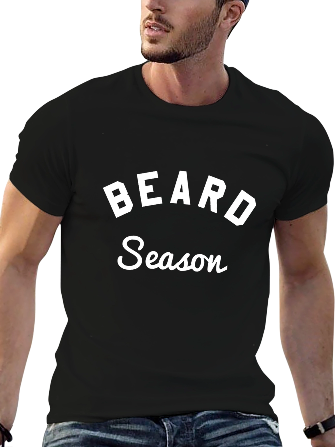 Beard Season T-Shirt - Black Crew Neck