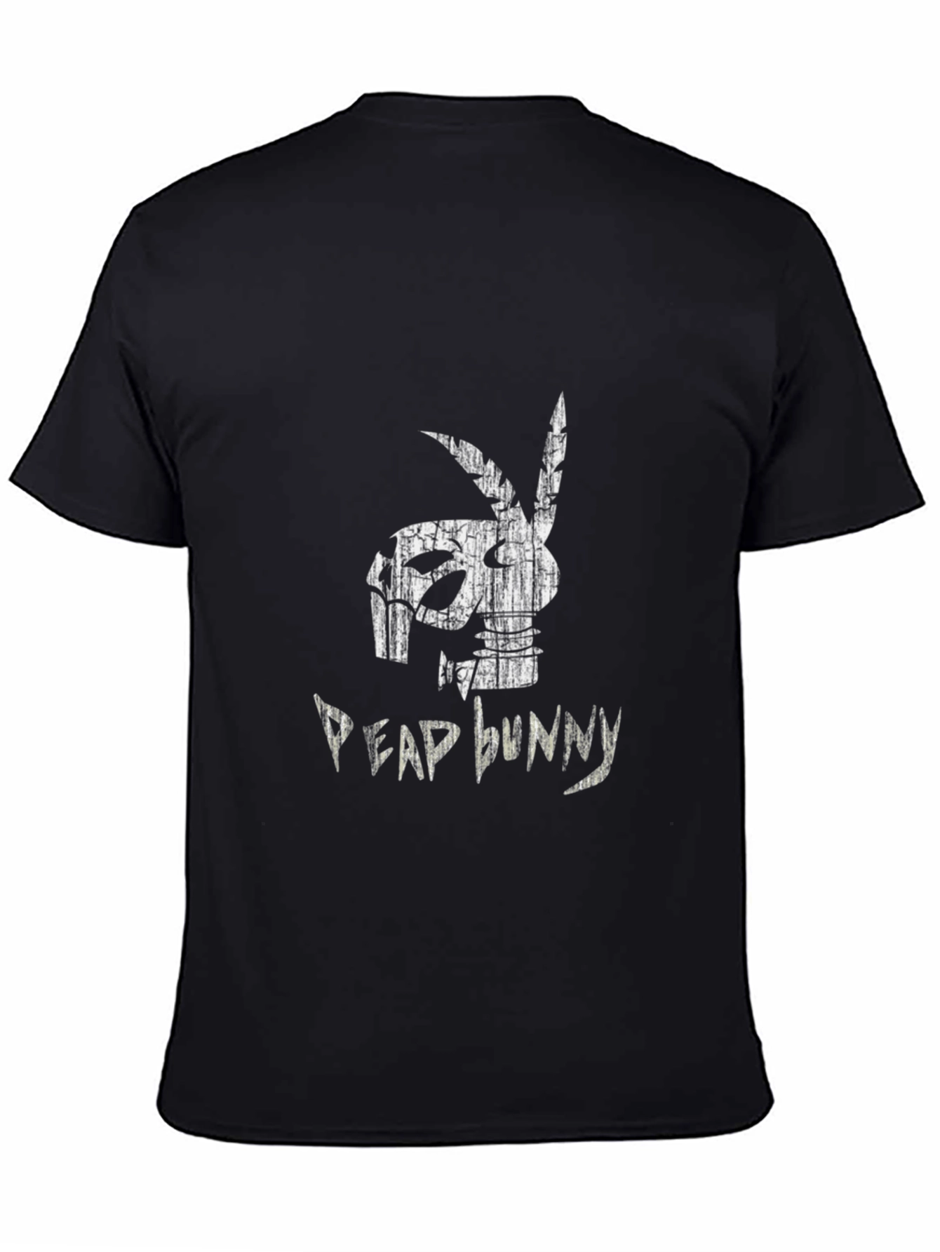 Distressed Dead Bunny Graphic Black T-Shirt