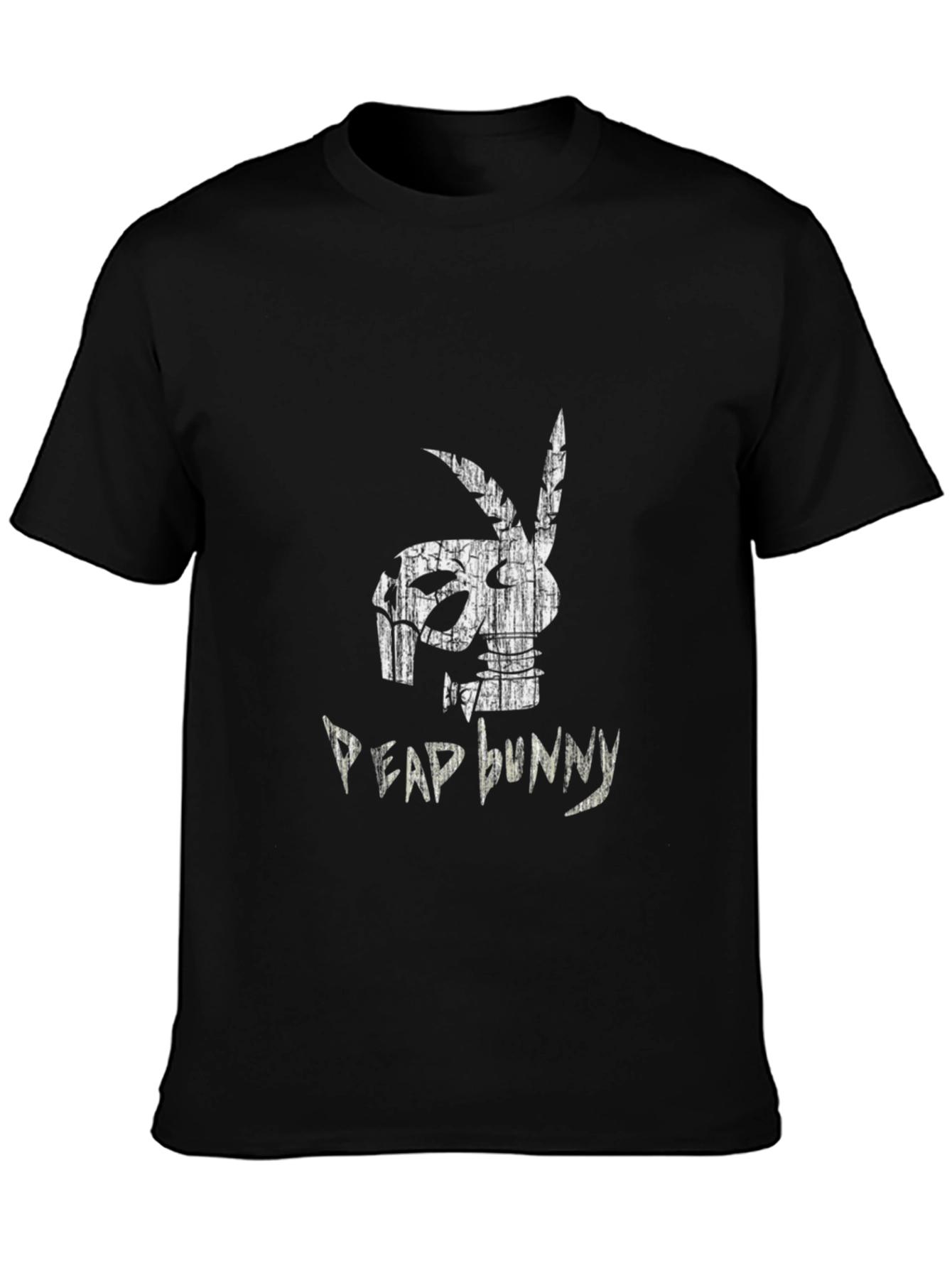 Distressed Dead Bunny Graphic Black T-Shirt
