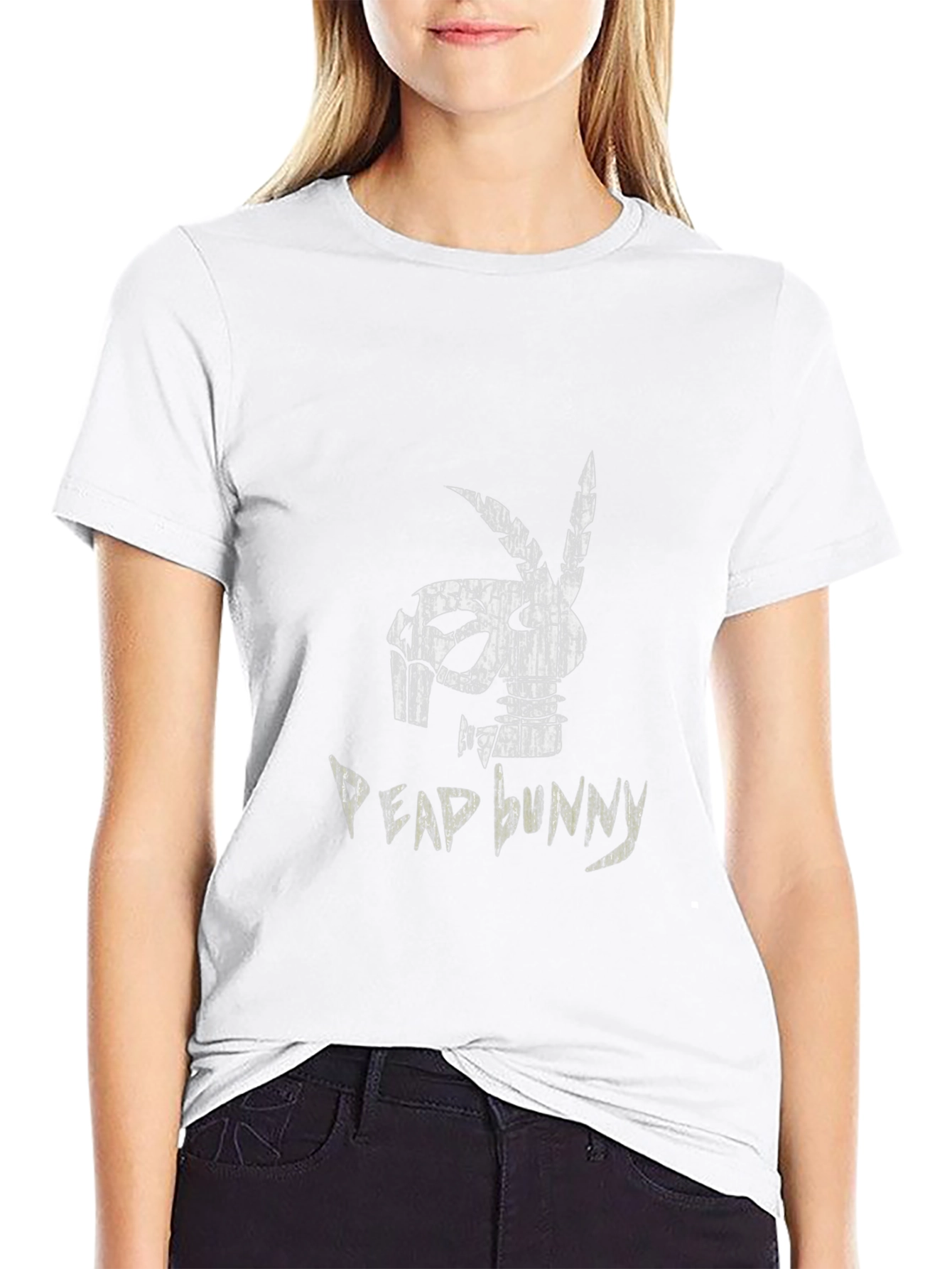 Distressed Dead Bunny Graphic Black T-Shirt
