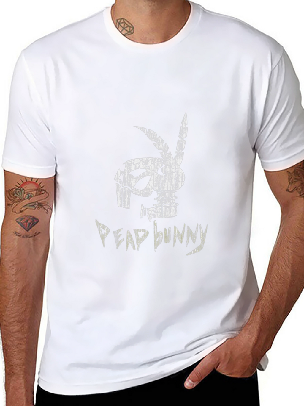 Distressed Dead Bunny Graphic Black T-Shirt