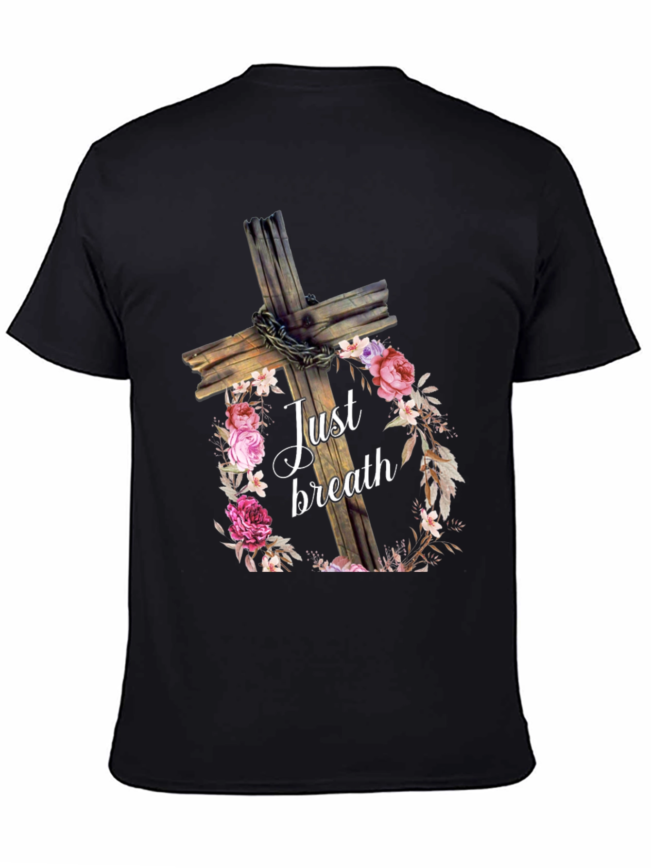 Just Breath Floral Cross Graphic Tee