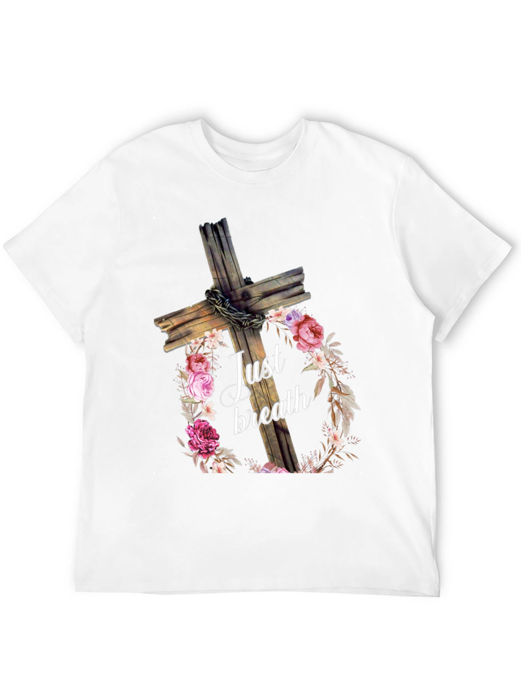 Just Breath Floral Cross Graphic Tee