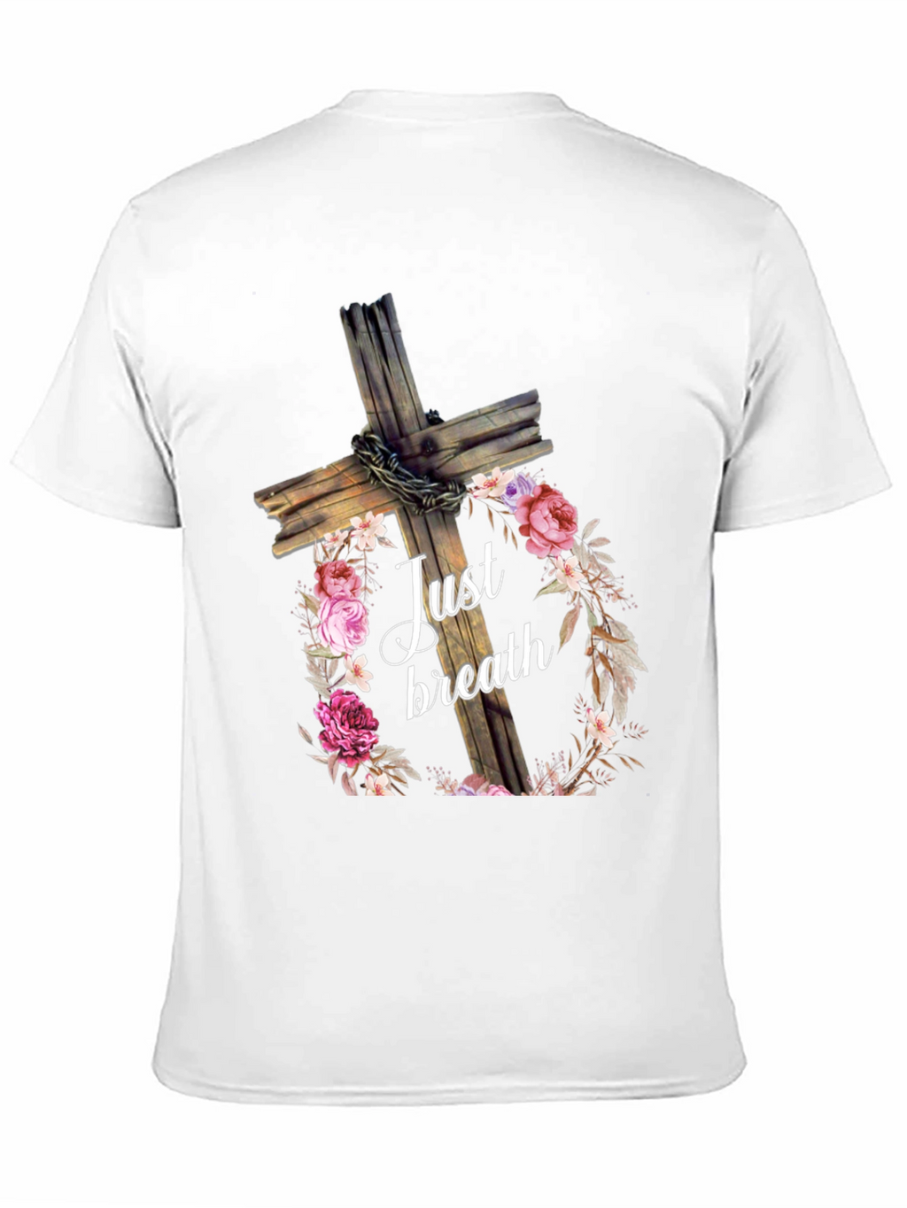 Just Breath Floral Cross Graphic Tee