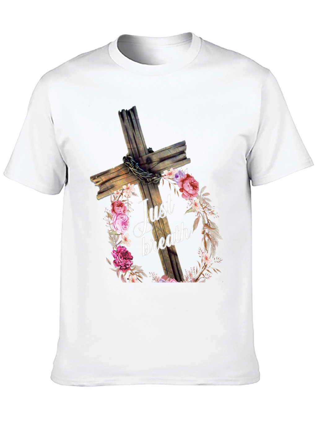 Just Breath Floral Cross Graphic Tee