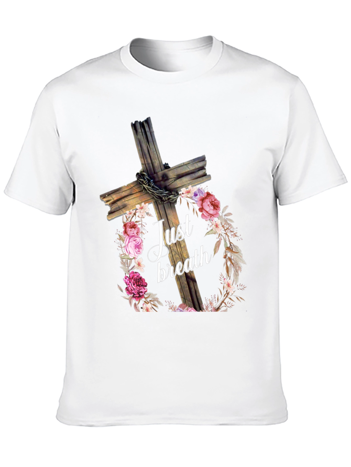 Just Breath Floral Cross Graphic Tee