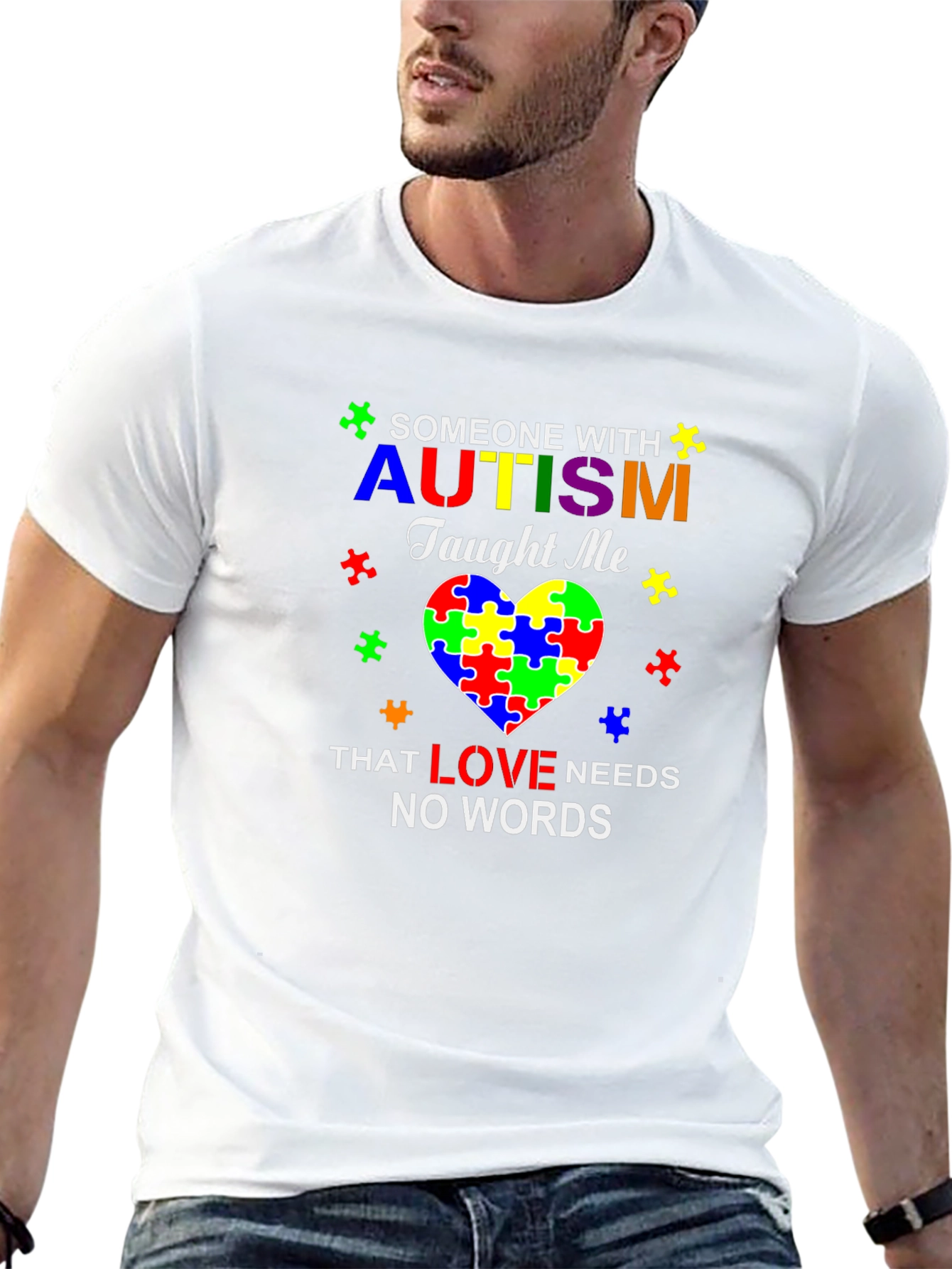 Autism Awareness T-Shirt: Love Needs No Words Puzzle Piece