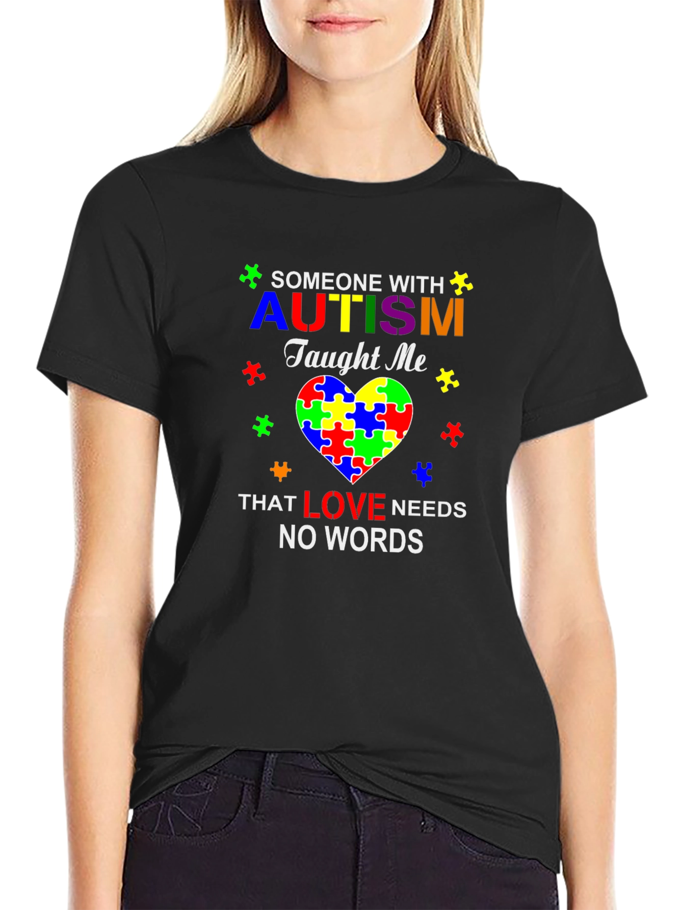 Autism Awareness T-Shirt: Love Needs No Words Puzzle Piece